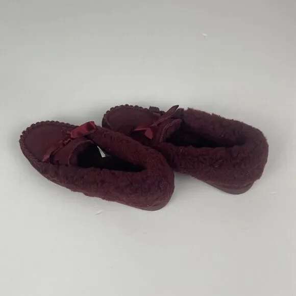 BEARPAW Women Moccasin Comfortable & Light-Weight Slipper/Shoe Size 7 Wool Wine - Picture 6 of 14